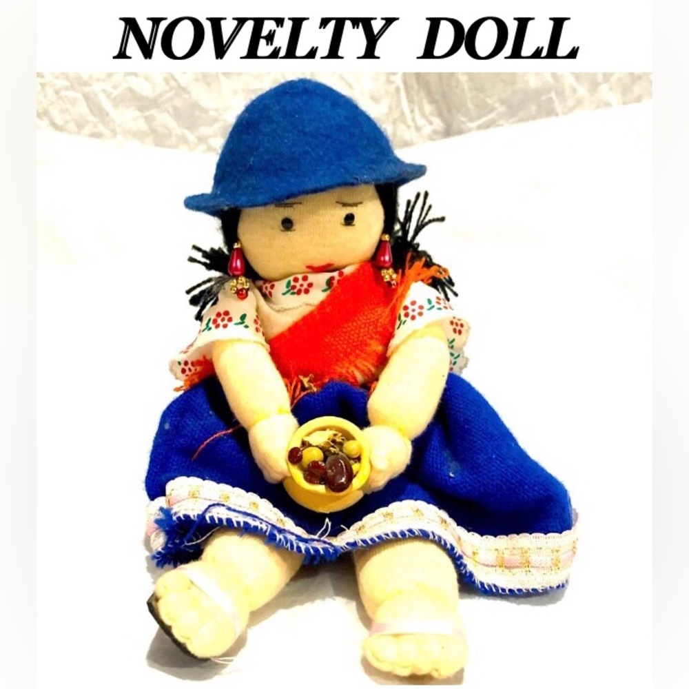DOLL handmade Woven Wool made in south america souvenir native doll 6” NWOT